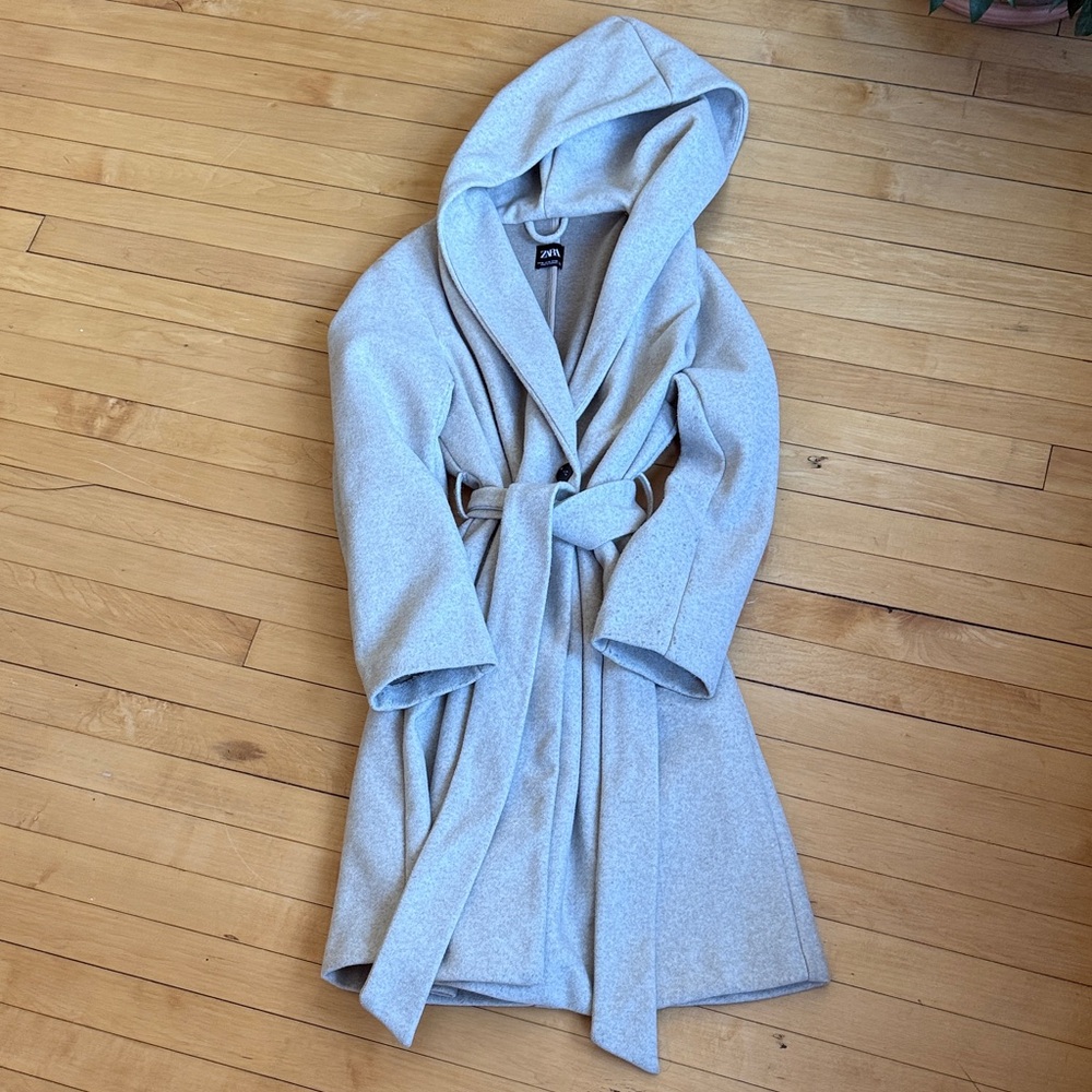 Zara Tan Belted Winter Coat